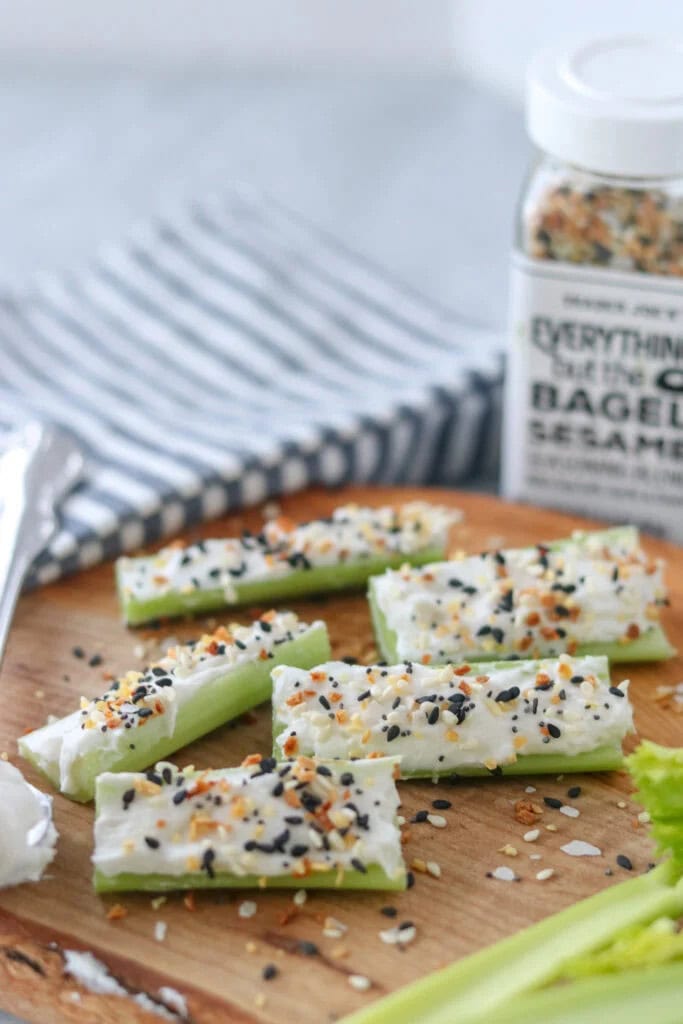 Stuffed Celery with Cream Cheese & Everything Bagel Seasoning