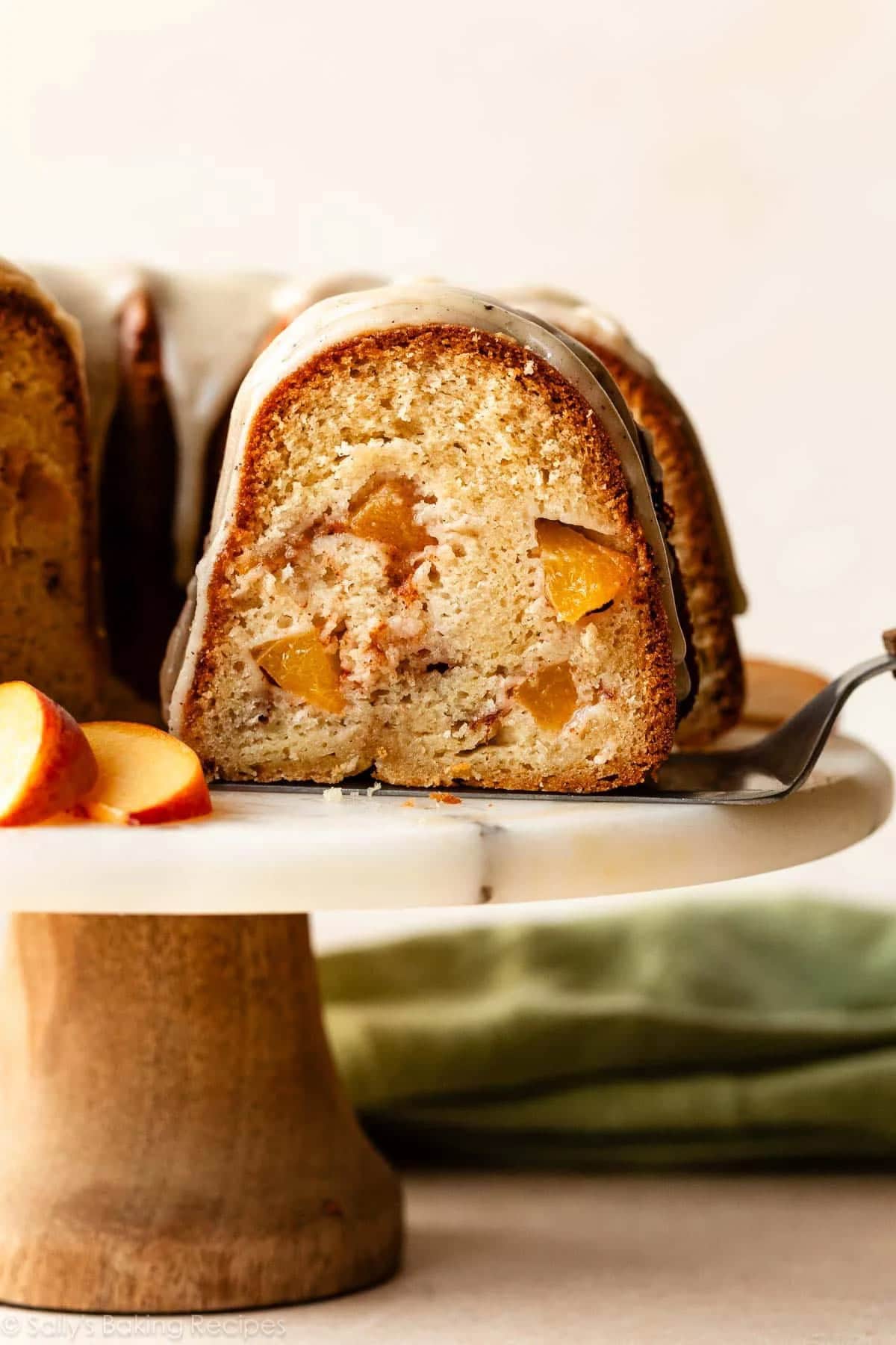 Peach Bundt Cake with Brown Butter Icing