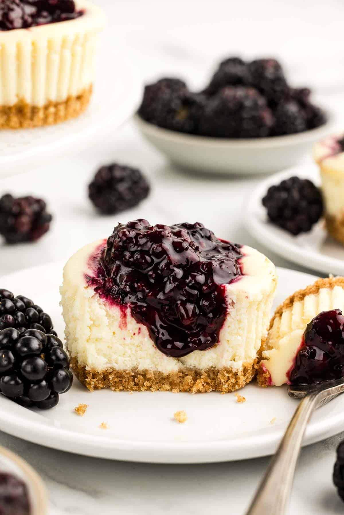 Mini Blackberry Cheesecakes (Baked in Muffin Tin!)