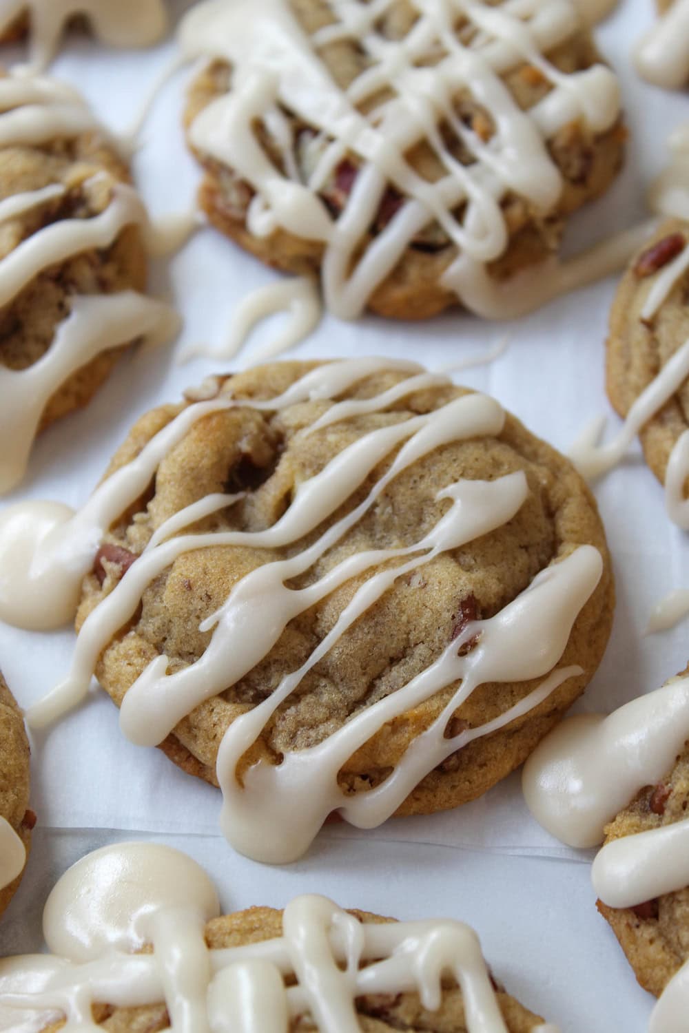 Homemade maple brown sugar cookies with chopped pecans