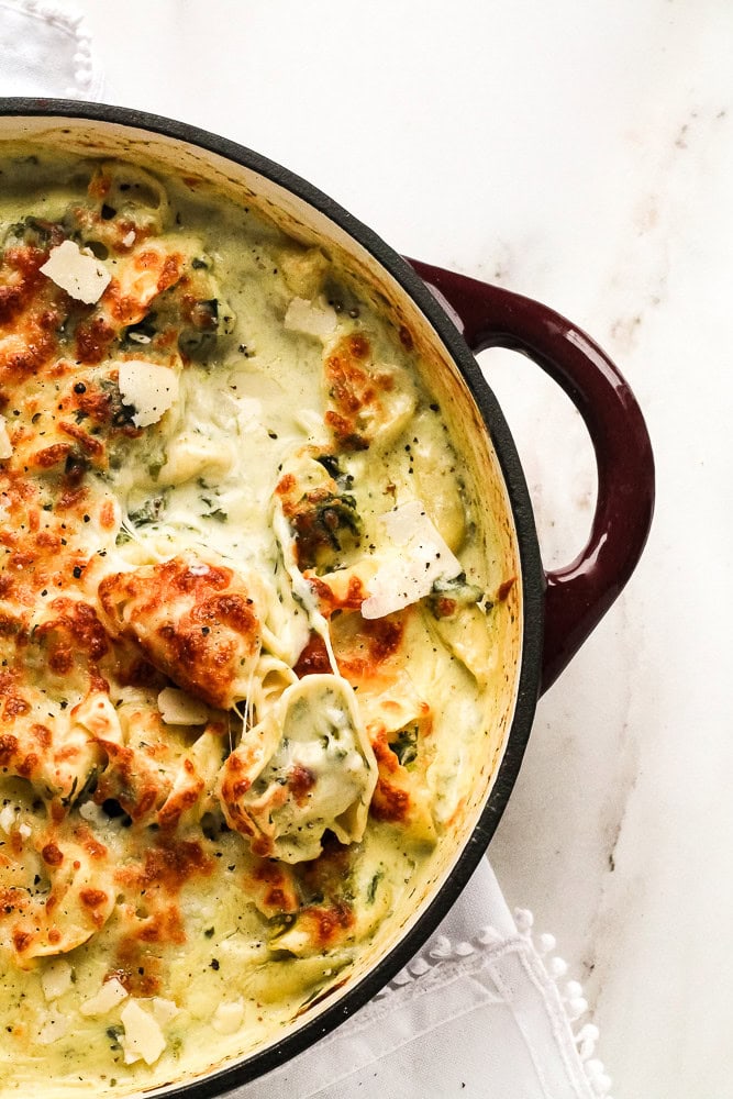 Baked Tortellini with Spinach & Cream Cheese