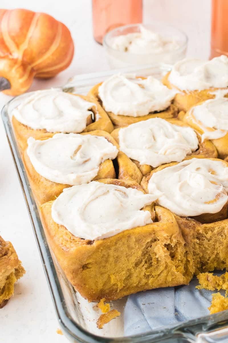 Pumpkin Spice Cinnamon Rolls with Cream Cheese Frosting