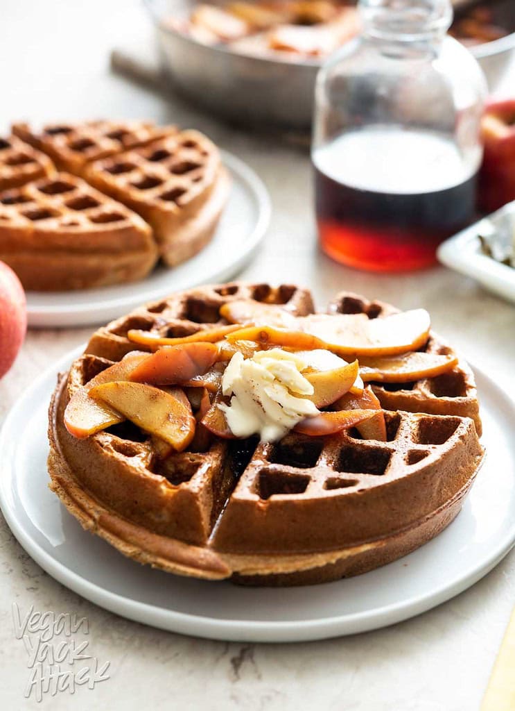 Delicious Chai-Spiced Waffles with Cinnamon Apple Topping